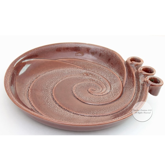 Haegar Candle Holder Large Ceramic Round Sea Shell Motif Vintage 80s Home Decor - Picture 4 of 9